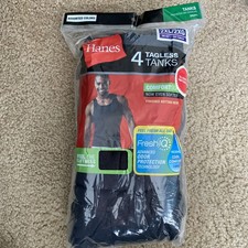 Hanes Men's 4 Pack Tagless Tanks Size 2XL 50-52 Black NEW Cool Wicking Fabric