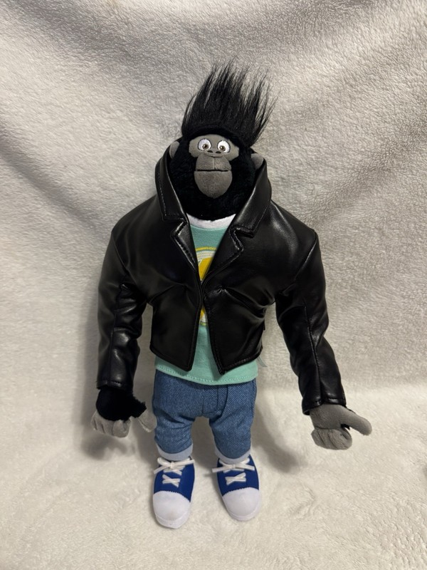 Large 16” Illumination Sing Rare Johnny Gorilla Plush Faux Leather Jacket Deluxe