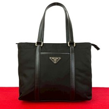 Prada Tessuto Saffiano Leather Tote Bag Women Black One Size