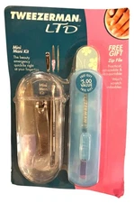 Tweezerman LTD Nail clipper Nuticle Pusher Emery Board Set + Free Gift Files 1b
