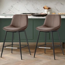 Bar Stools Set of 2, Counter Height Bar Stools with Back, Ergonomic Backrest,...