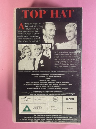 Top Hat, VHS Video Tape, Cert U Movie - Picture 2 of 3