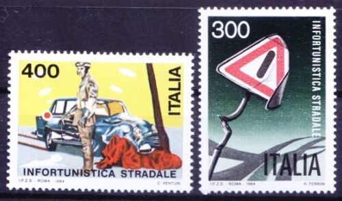 Italien 1984 postfrisch 2 V, Verkehrssicherheit, Autos, Polizei - Bild 1 von 1