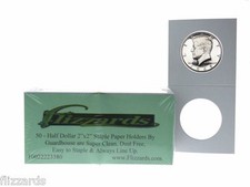 50 Cardboard/Mylar 2x2 Coin Holder Flips for Half Dollar 30.6mm, by Guardhouse