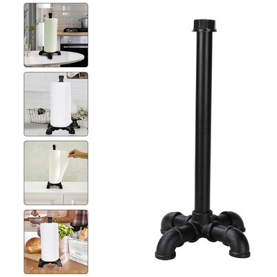  Kitchen Paper Towel Toilet Holder Industrial Wind Roll Stand Matte Black