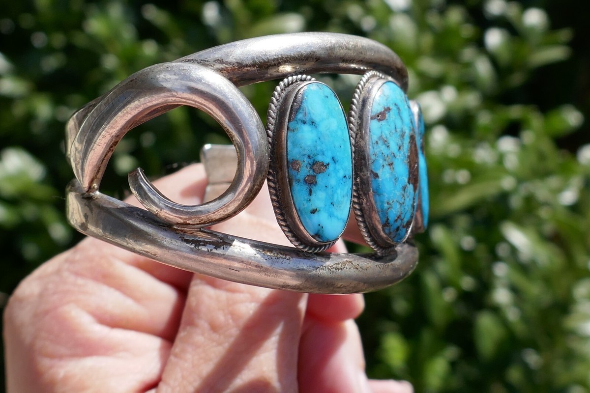 Vintage Navajo Edison & Sandy Smith Sterling & Turquoise Bracelet