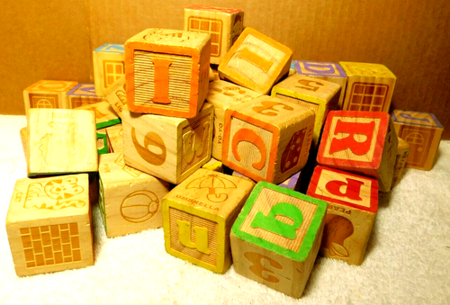 Playskool~Alphabet, Numbers, & Pictures Wooden Building Toy Playing Blocks 2013 - Picture 17 of 20