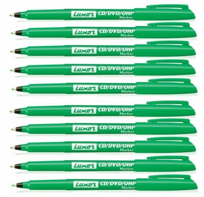 10 X EXTRA FEINE SPITZE PERMANENTMARKER STIFTE GRÜN CD / DVD Stift Marker - Bester Preis