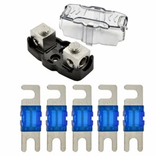 4-8 Gauge Nickel Plated Mini ANL Fuse Holder with 5 Pack 60 Amp MANL Fuse