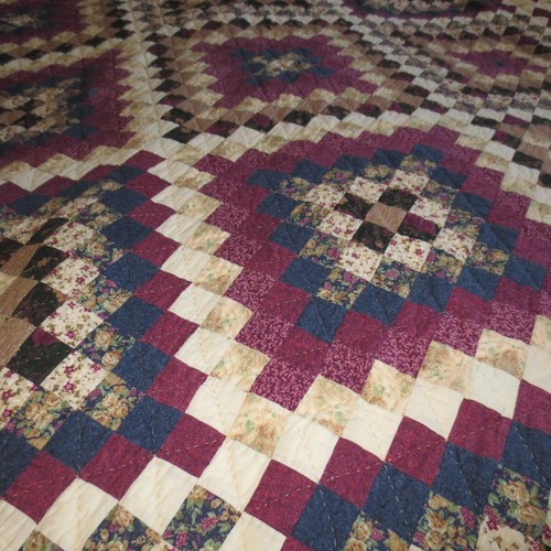 Donna Sharp Jewel Tone Patchwork Granny Core Pieced Country Cotton Queen Quilt - Picture 2 of 17