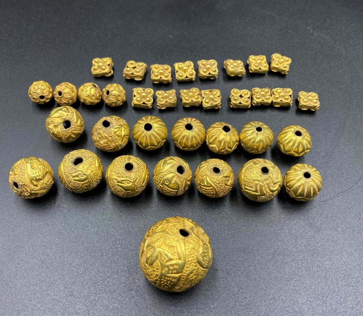 Antique Old Gold Jewelry Beads Necklace Ancient Historic Sasanian 