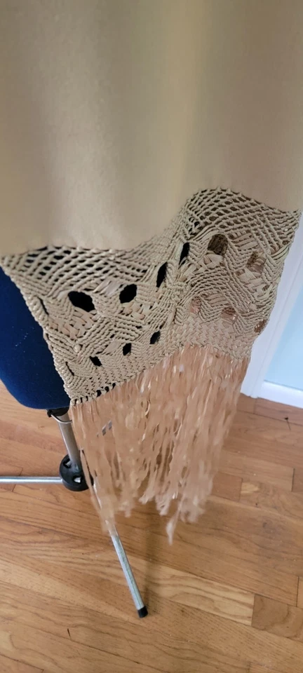 Xale de lã feminino vintage envoltório capa cor creme franja de seda boho casamento feriado - Imagem 4 de 4