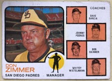 1973 Topps Don Zimmer Manager Baseball Card #12 Padres Low-Grade O/C & Writing