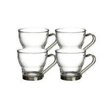 Bormioli Rocco Verdi Espresso Cup With Stainless Steel Handle, Set of 4