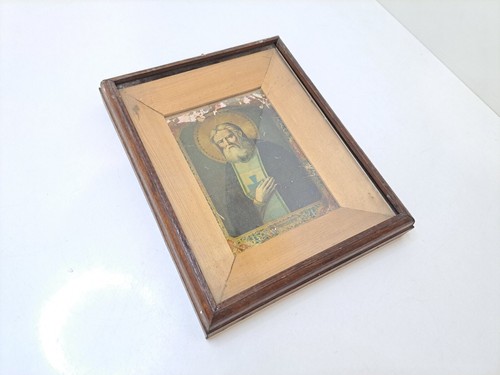 Icona in scatola Kiot custodia serafini in legno vintage religione cristianesimo fatto a mano - Foto 3 di 17