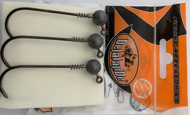 3 Têtes Plombées Delalande Pro Football 12GR 6/0 pour leurres souples 13 à 15 cm