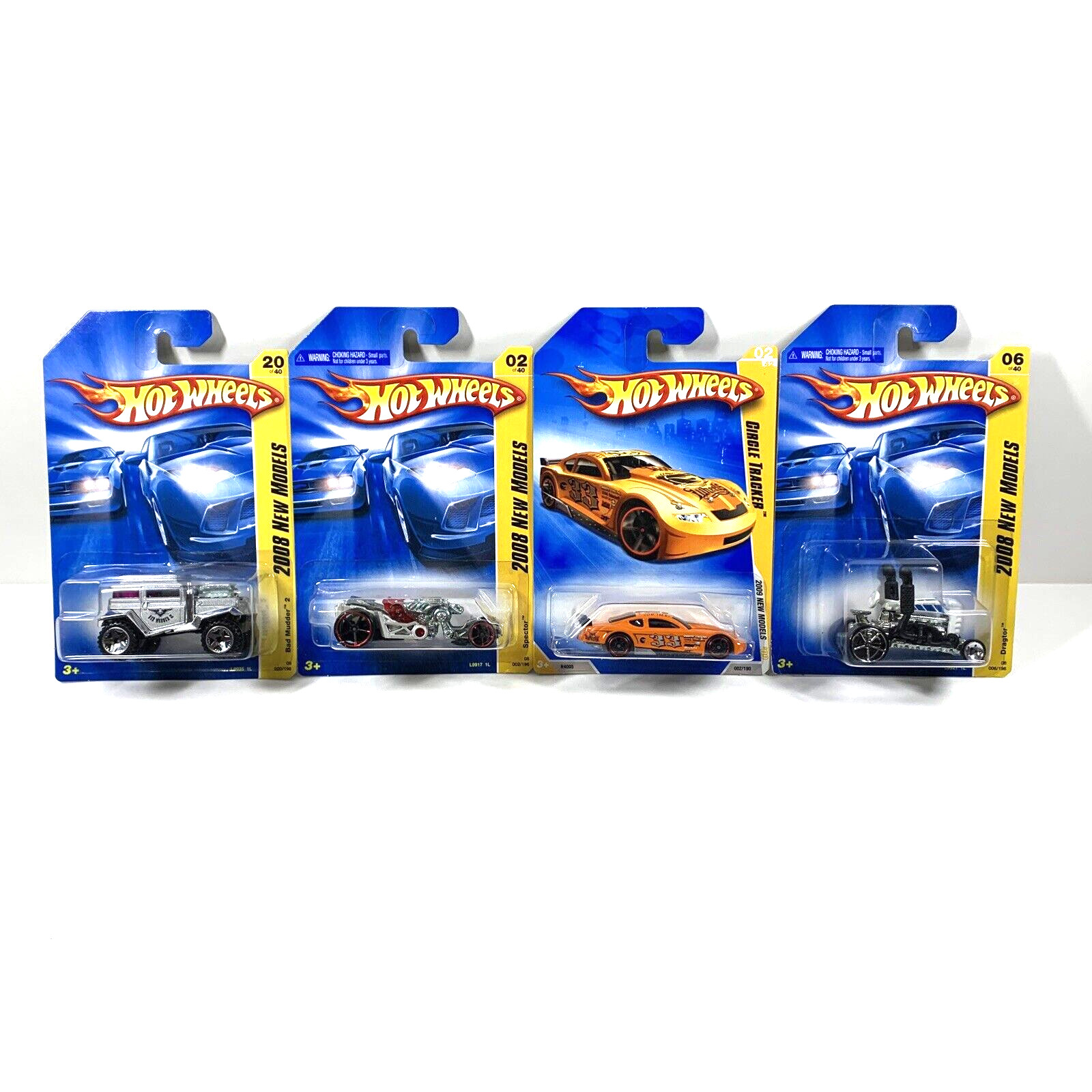 Mattel Hot Wheels Lot Of 4 Toy Cars: Dragtor, Spector, Bad Mudder 2, & More! 3+