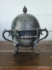 1800's Racine S.P. Co 75 Triple Plate Antique Domed Butter Dish 