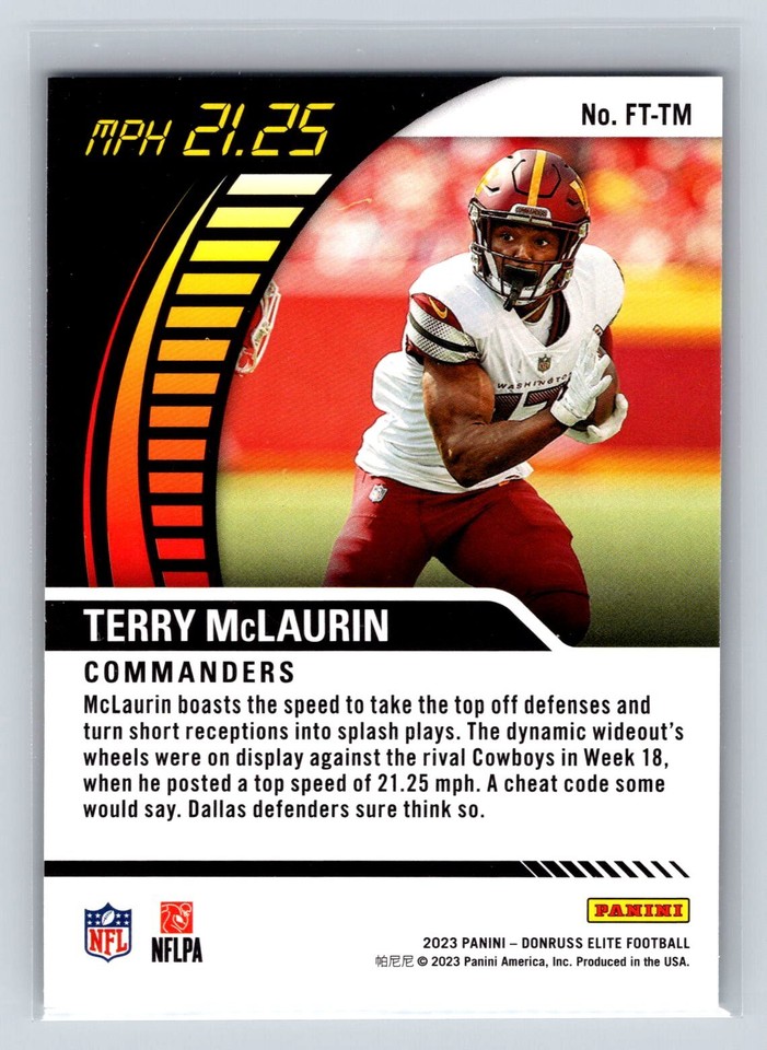 Terry Mclaurin 2023 Donruss Elite Ft Tm Full Throttle Green Washington 