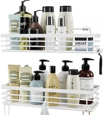 Orimade Shower Caddy with 5 Hooks Organizer for Hanging Razor and Sponge