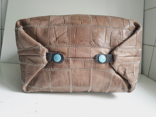 Gabs Franco Gabrielli Italy Patchwork Leather Convertible Tote Shoulder Bag - Picture 3 of 20