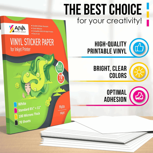 Printable Vinyl Sticker Paper Waterproof Decal for Inkjet Printer 70 Matte Sheet - Picture 5 of 7