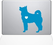 The Decal Guru I Love My Akita Decal Vinyl Sticker, 11" MacBook Air, Light Blue