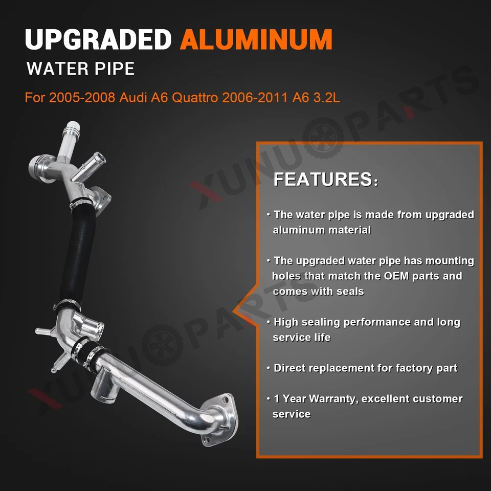 Upgraded Aluminum Water Pipe for 2005-2008 Audi A6 Quattro 2006-2011 A6 3.2L V6 - Image 2 of 4