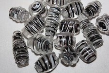 Hand Crafted Glass Beads - Unique BLACK  WHITE Collection - 24 Pieces/Pack 