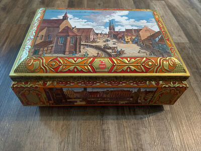 E. Otto Schmidt German Cookie Tin Lebkuchen Cookie Biscuit Tin Box 16.5 x 11.75''