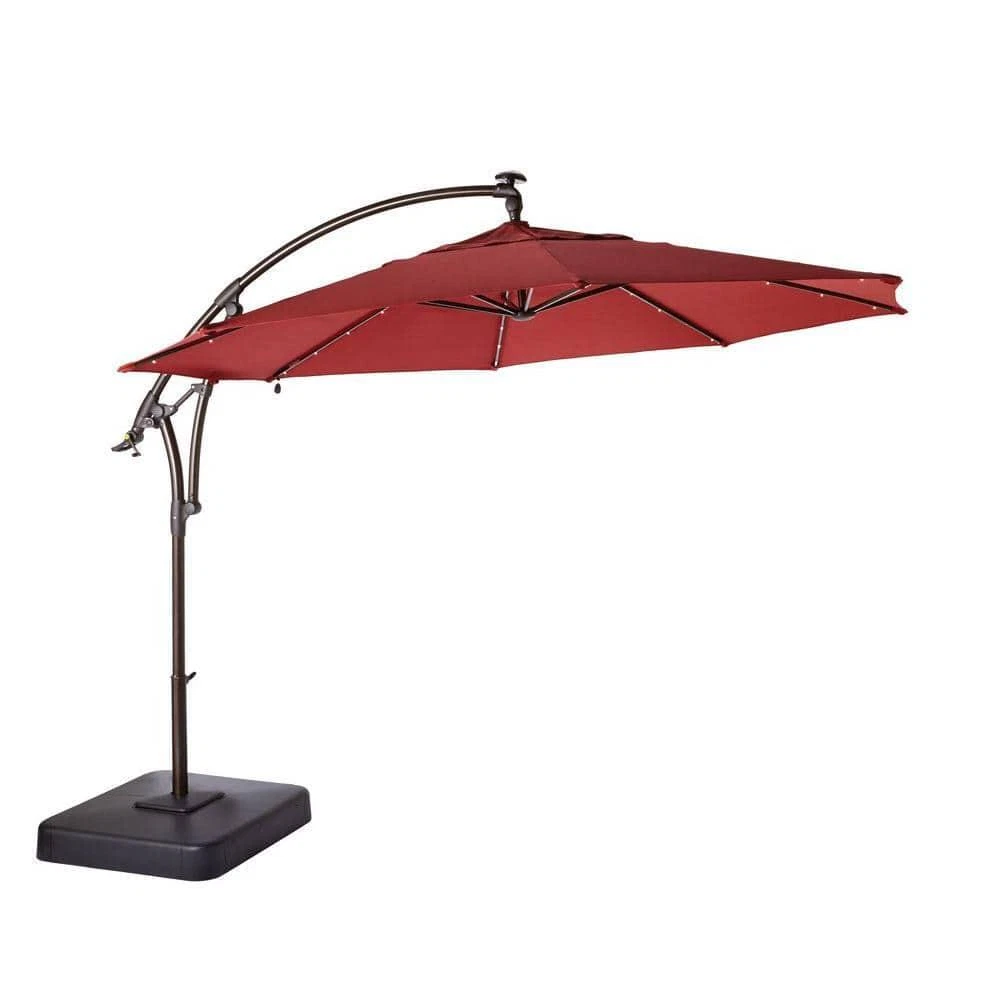 11 Ft. Cantilever Solar LED Offset Outdoor Patio Umbrella In Chili Red  848681042458 | eBay
