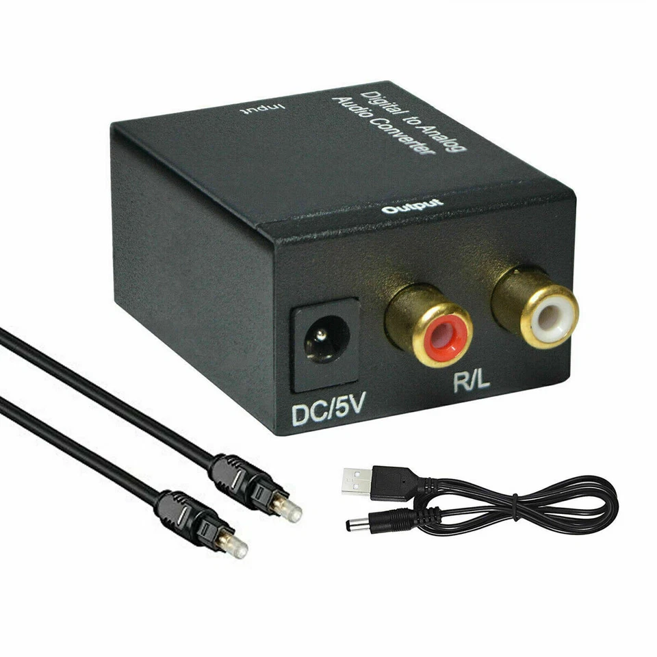 Coaxial Digital to Analog RCA L/R Audio Converter Adapter Fiber Cable - Image 2 of 4