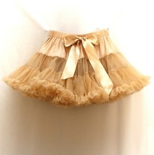 Beige Girls CanCan Flare Ruffled Pageant Dance Slip Beige Adjustable Waist S NEW