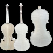 4/4 Full Size Violin - Unfinished White with Flame Maple Back, Handmade