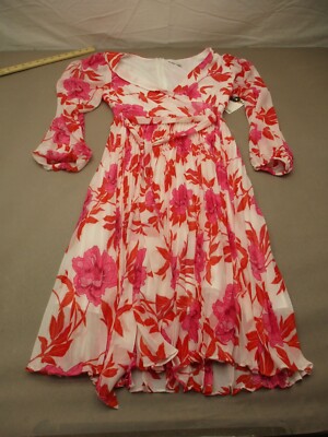 NWT NORDSTROM Size Womens Back Zip Surplice Long Sleeve Tie Lined Dress  821