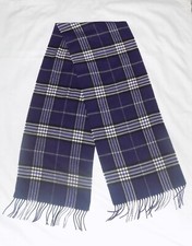 V. Fraas Cashmink Scarf Fringed Tartan Plaid Purple Rectangular 69.5" x 11.5"