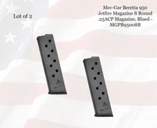 LOT of (2) Mec-Gar Beretta 950 Jetfire 8rd .25ACP Magazine, Blued - MGPB95008B
