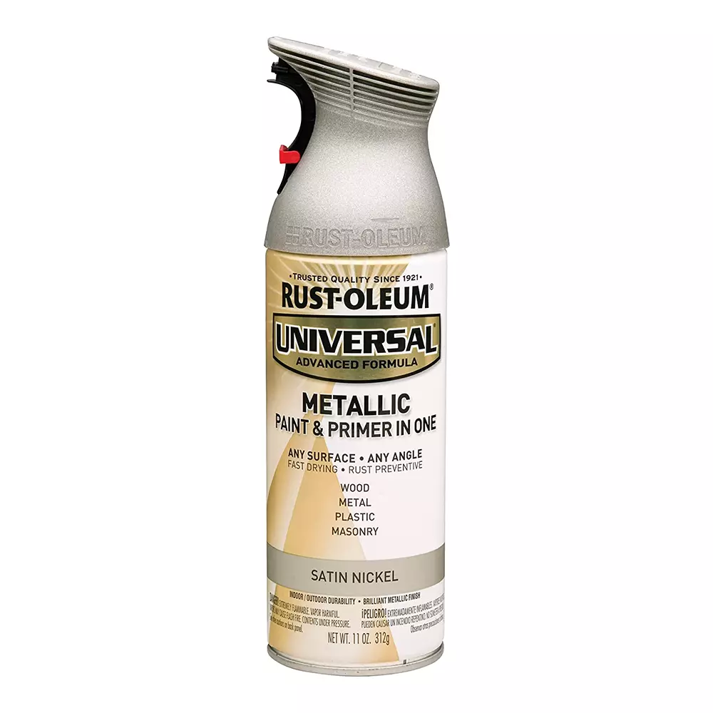 RUST OLEUM Universal Metallic Spray Paint Primer 312g Satin Nickel Aerosol