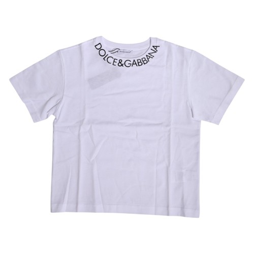 DOLCE & GABBANA Kids T-shirt White Cotton Logo Print Crew Neck s. Tag 4 220usd