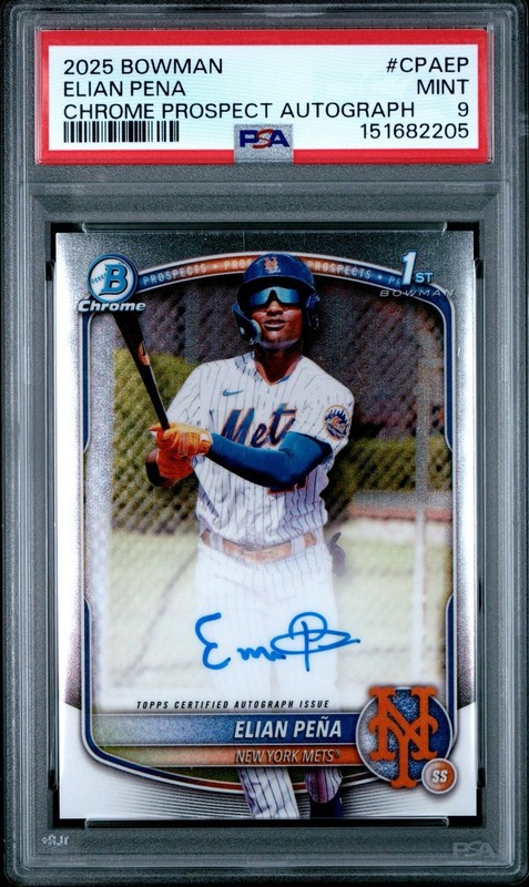 2025 Bowman Chrome - Prospect Auto Elian Pena #CPA-EP (AU, RC) PSA 9