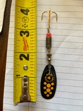 mepps black fury inline spinner lure #4 vintage made in France yellow dots