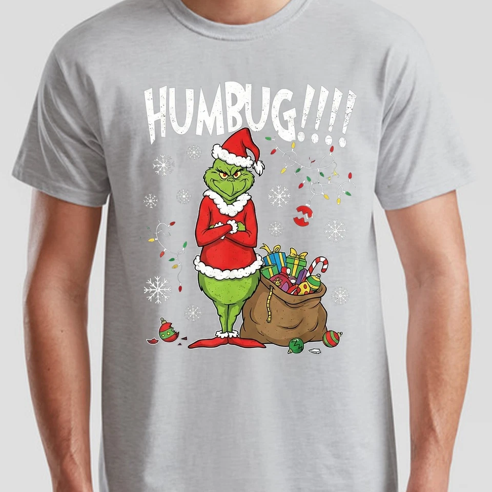 Humbug Grinch Christmas Holidays Graphic Tee Men Women Unisex T-Shirt - Image 3 of 4