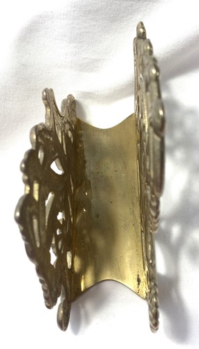 Brass Napkin Letter Holder Ornate Filigree Scrollwork Art Nouveau Elegant - Picture 3 of 5