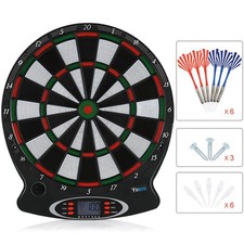 Safe Plastic Tip Electronic Dartboard LCD Scoring +6 Darts for Multi-Player Fun