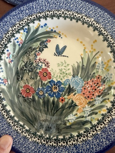 4 Polish Pottery Unikat Rimmed Soup/Pasta Bowls Boleslawiec Poland New 1990s - Picture 17 of 20