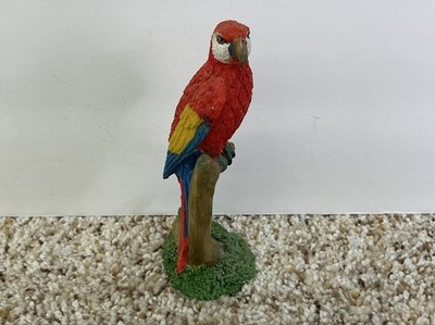 Scarlet Macaw Parrot Figurine Resin 5''