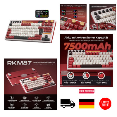 M87 Mechanische Tastatur Kabellos mit Smart-Display und Doppelknopf, Rot 75 TKL