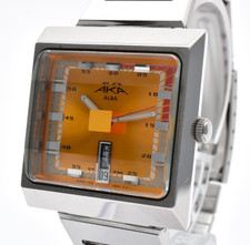 Near MINT Vintage 1996 SEIKO ALBA AKA V733-5A40 Quartz Orange Men's Watch JAPAN