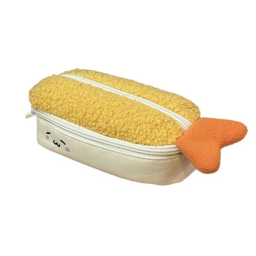 Double Layers Pencil Case Fried Shrimp Shape Stationery Bag School Office