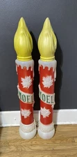 2 Vtg Blow Mold Noel Christmas Candles 38” General Foam (ONLY 1 HAS LIGHT CORD)
